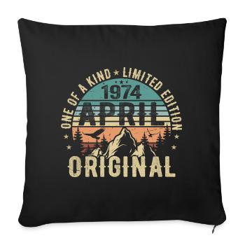 Né en avril 1974, légende depuis avril 1974 - Housse de coussin décorative 45 x 45 cm - noir - Devant
