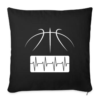 Lignes de basket-ball comme battement de cœur - Streetball Logo - Housse de coussin décorative 45 x 45 cm - noir - Devant