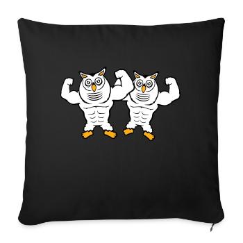 2 Owls Bodybuilders Muscles Biceps Poses Gym Rat - Sofa pillowcase 17,3'' x 17,3'' (45 x 45 cm) - black - Front
