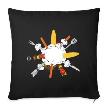Grill explosion – comic motif for real guys - Sofa pillowcase 17,3'' x 17,3'' (45 x 45 cm) - black - Front