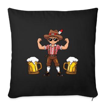 Garçon à Lederhosen Bière JGA Majorque Bavière Alcool - Housse de coussin décorative 45 x 45 cm - noir - Devant