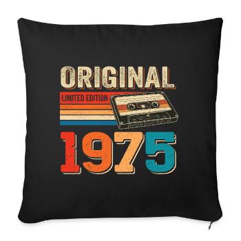 Retro Vintage Cassette Tape 1975 Vintage 1975 - Sofa pillowcase 17,3'' x 17,3'' (45 x 45 cm) - black - Front