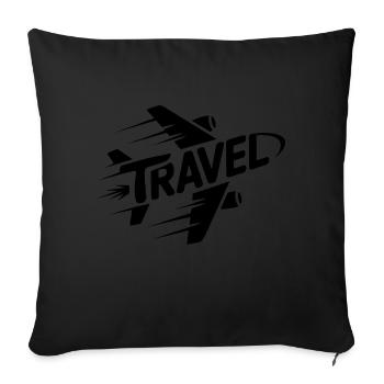Travel - Cool Holiday Pictogram - Sofa pillowcase 17,3'' x 17,3'' (45 x 45 cm) - black - Front
