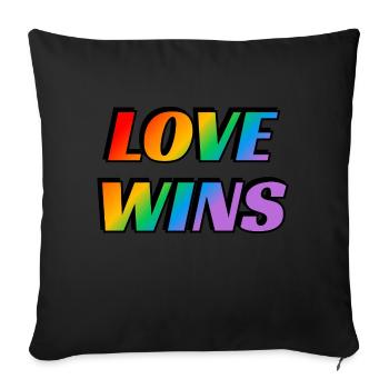 L’amour remporte le texte arc-en-ciel LGBT Gay Pride - Housse de coussin décorative 45 x 45 cm - noir - Devant