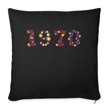 Année 1970 Fleurs - Housse de coussin décorative 45 x 45 cm - noir - Devant