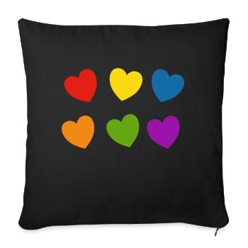 Rainbow hearts Pride - Sofa pillowcase 17,3'' x 17,3'' (45 x 45 cm) - black - Front