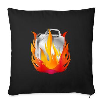 Burning chrome gasoline canister in retro style - Sofa pillowcase 17,3'' x 17,3'' (45 x 45 cm) - black - Front