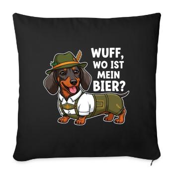 Woof, où est ma bière ? - Housse de coussin décorative 45 x 45 cm - noir - Devant