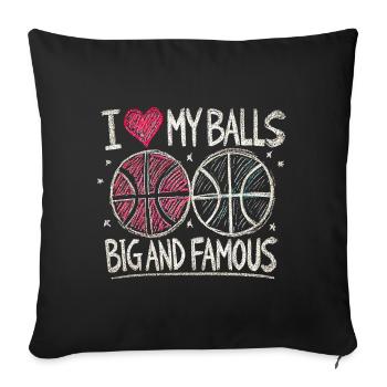 J’adore mes ballons gros et célèbre design de basket-ball - Housse de coussin décorative 45 x 45 cm - noir - Devant