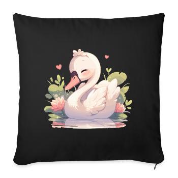Cygnes Cygne - Housse de coussin décorative 45 x 45 cm - noir - Devant