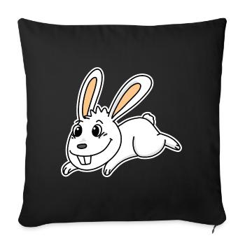 Mignon lapin illustration lapin blanc - Housse de coussin décorative 45 x 45 cm - noir - Devant