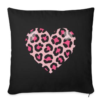 Leopard Love Heart - Sofa pillowcase 17,3'' x 17,3'' (45 x 45 cm) - black - Front