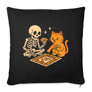 Un squelette rencontre un tigre dans un jeu de société - Housse de coussin décorative 45 x 45 cm - noir - Devant