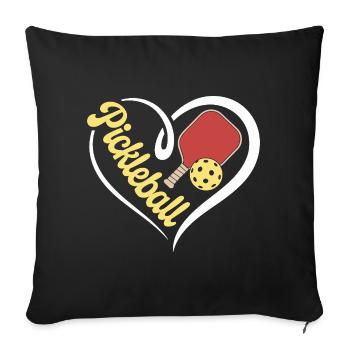 Coeur Pickleball - Housse de coussin décorative 45 x 45 cm - noir - Devant