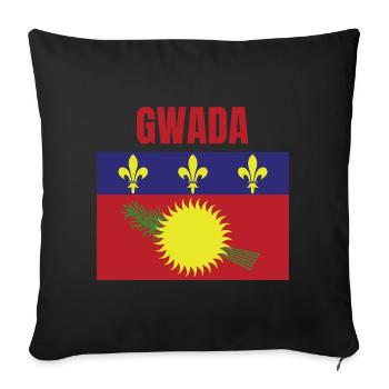 T-shirt GWADA drapeau Guadeloupe - Housse de coussin décorative 45 x 45 cm - noir - Devant