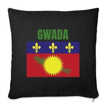 T-shirt GWADA drapeau Guadeloupe - Housse de coussin décorative 45 x 45 cm - noir - Devant