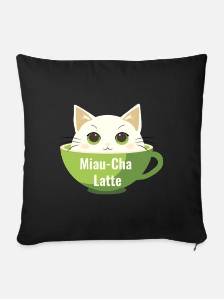 Miau-Cha Latte - Sofakissenbezug 45 x 45 cm - Schwarz
