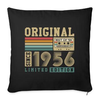 Original 1956 Vintage Vintage Anniversaire Rétro - Housse de coussin décorative 45 x 45 cm - noir - Devant