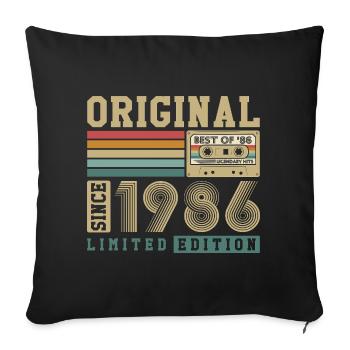 Original 1986 Vintage Vintage Anniversaire Rétro - Housse de coussin décorative 45 x 45 cm - noir - Devant