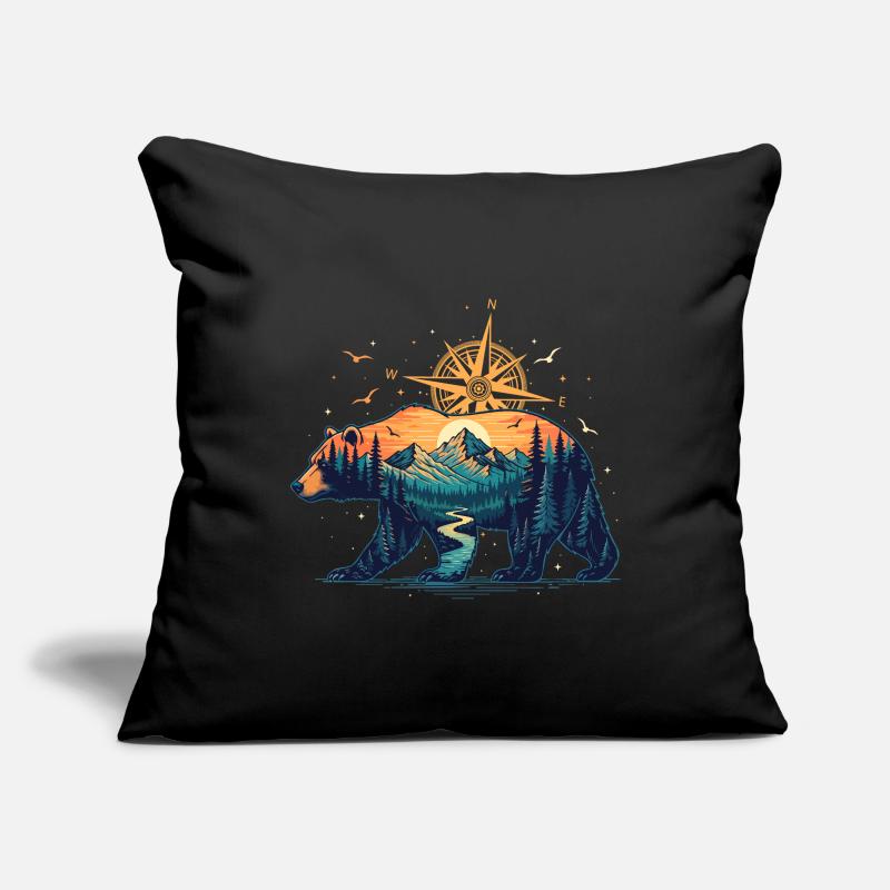Bear Compass Nature Design Wilderness Explorer  Sofa pillowcase 17,3'' x 17,3'' (45 x 45 cm)