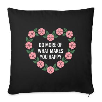Fleur Coeur Plus de Bonheur - Housse de coussin décorative 45 x 45 cm - noir - Devant