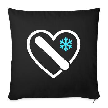 Snowboard Heart Mountain Winter Gift - Sofa pillowcase 17,3'' x 17,3'' (45 x 45 cm) - black - Front