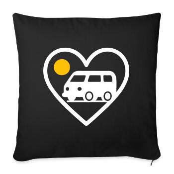 Vanlife Heart Van Reise Road Abenteuer - Sofakissenbezug 45 x 45 cm - Schwarz - Vorne