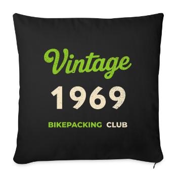 Vintage 1969 – Bikepacking Club Retro Birth Year - Sofa pillowcase 17,3'' x 17,3'' (45 x 45 cm) - black - Front