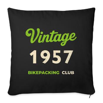 Millésime 1957 – Bikepacking Club Rétro Année de naissance - Housse de coussin décorative 45 x 45 cm - noir - Devant