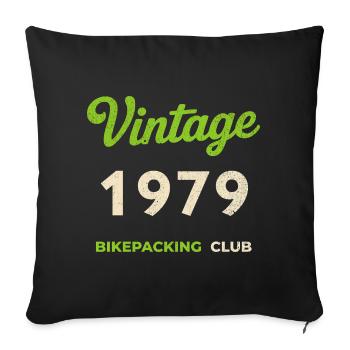Millésime 1979 – Bikepacking Club Rétro Année de naissance - Housse de coussin décorative 45 x 45 cm - noir - Devant