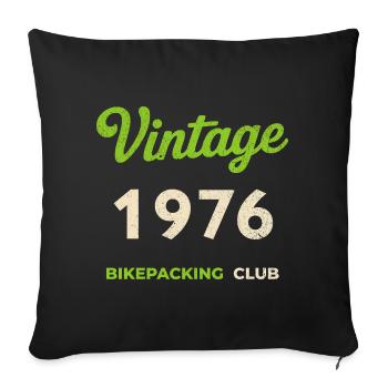 Millésime 1976 – Bikepacking Club Rétro Année de naissance - Housse de coussin décorative 45 x 45 cm - noir - Devant