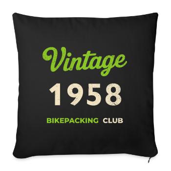 Vintage 1958 – Bikepacking Club Retro Birth Year - Sofa pillowcase 17,3'' x 17,3'' (45 x 45 cm) - black - Front