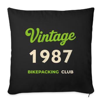 Vintage 1987 – Bikepacking Club Retro Birth Year - Sofa pillowcase 17,3'' x 17,3'' (45 x 45 cm) - black - Front