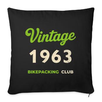 Vintage 1963 – Bikepacking Club Retro Birth Year - Sofa pillowcase 17,3'' x 17,3'' (45 x 45 cm) - black - Front