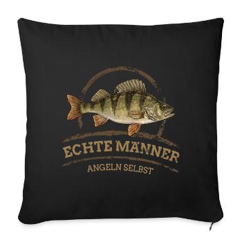 Vrais hommes – Pêche à l’auto-perchoir - Housse de coussin décorative 45 x 45 cm - noir - Devant