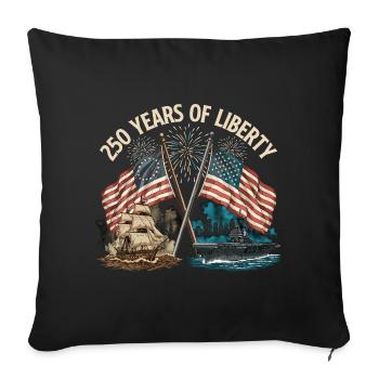 250 ans de liberté USA 1776 à 2026 Patriotique - Housse de coussin décorative 45 x 45 cm - noir - Devant