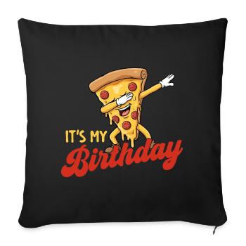 C’est ma fête drôle d’anniversaire en dabbing pizza - Housse de coussin décorative 45 x 45 cm - noir - Devant