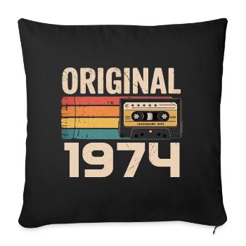 Original 1974 Vintage 1974 Rétro Anniversaire - Housse de coussin décorative 45 x 45 cm - noir - Devant