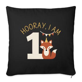 Hourra, j’ai 1 anniversaire de Sweet Fox - Housse de coussin décorative 45 x 45 cm - noir - Devant