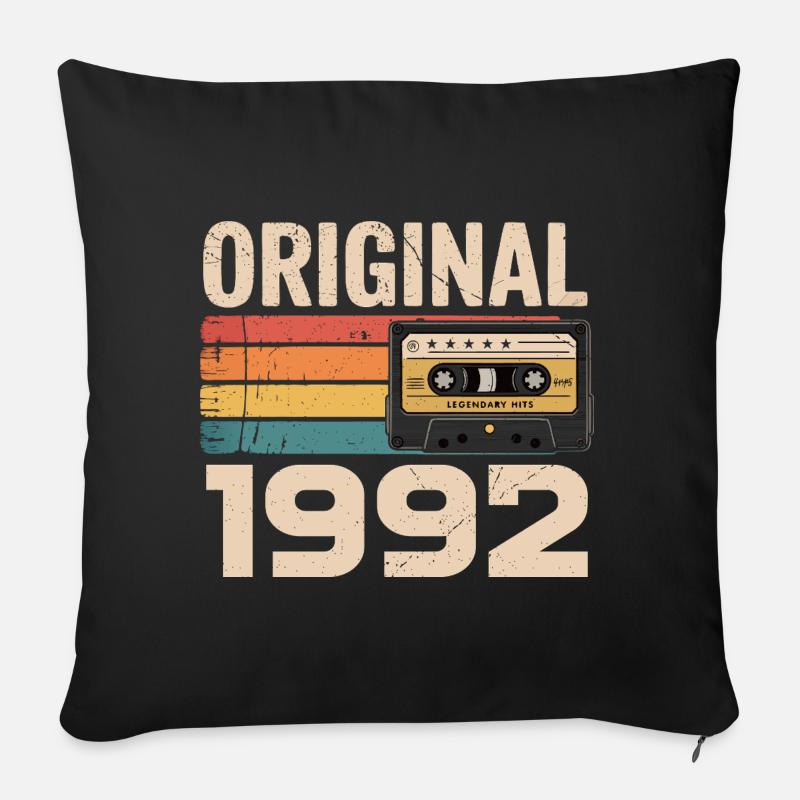 Original 1992 Vintage 1992 Rétro Anniversaire - Housse de coussin décorative 45 x 45 cm - noir