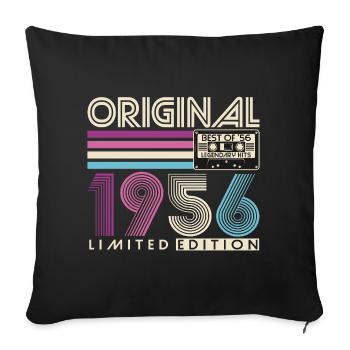 Vintage 1956 Né 70e anniversaire Rétro - Housse de coussin décorative 45 x 45 cm - noir - Devant