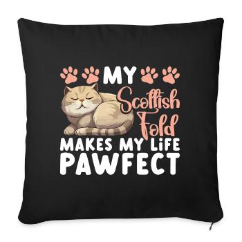 Propriétaire de Scottish Fold Chat Peluche Écossais - Housse de coussin décorative 45 x 45 cm - noir - Devant
