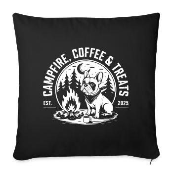 Campfire Coffee And Treats French Bulldog - Sofa pillowcase 17,3'' x 17,3'' (45 x 45 cm) - black - Front