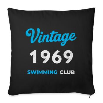 Vintage 1969 – Année de naissance rétro du club de natation - Housse de coussin décorative 45 x 45 cm - noir - Devant