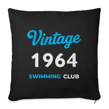 Année 1964 – Année de naissance rétro du club de natation - Housse de coussin décorative 45 x 45 cm - noir - Devant