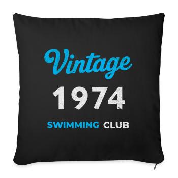 Millésime 1974 – Année de naissance rétro du club de natation - Housse de coussin décorative 45 x 45 cm - noir - Devant