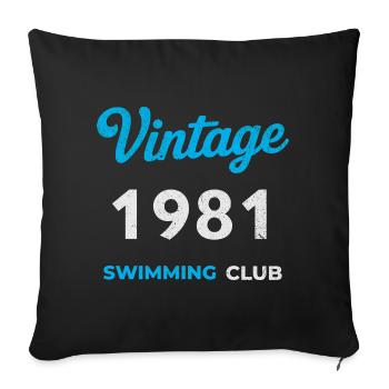 Année 1981 – Année de naissance rétro du club de natation - Housse de coussin décorative 45 x 45 cm - noir - Devant