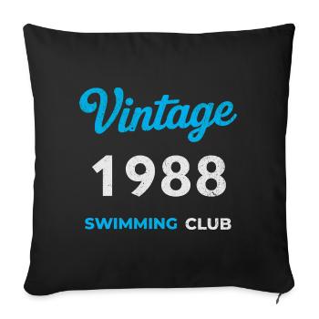 Millésime 1988 – Année de naissance rétro du club de natation - Housse de coussin décorative 45 x 45 cm - noir - Devant