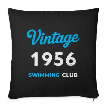 Année 1956 – Année de naissance rétro du club de natation - Housse de coussin décorative 45 x 45 cm - noir - Devant