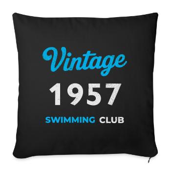 Vintage 1957 – Année de naissance rétro du club de natation - Housse de coussin décorative 45 x 45 cm - noir - Devant